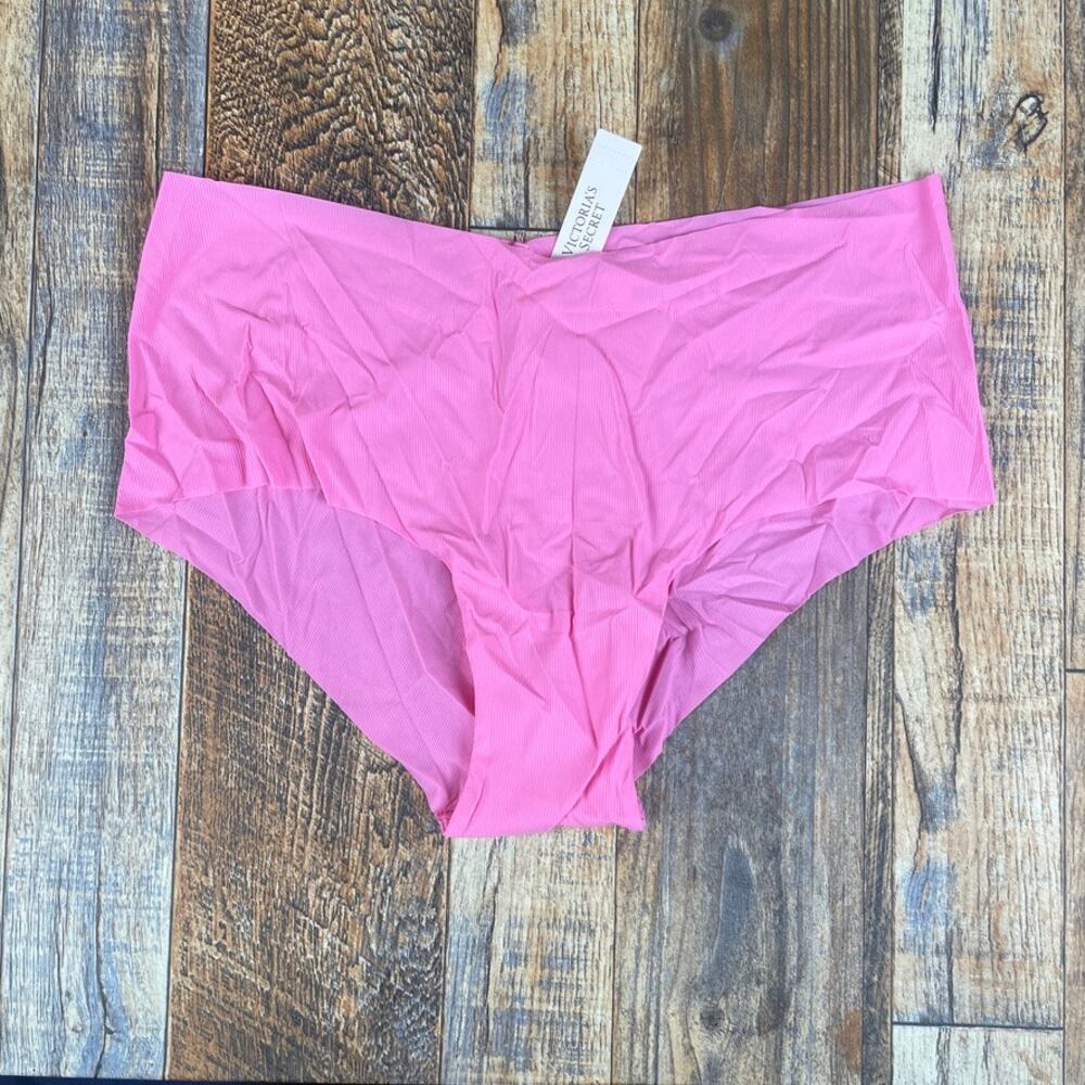 Victoria Secret's Pink Women's Large Pink Elastane Cotton Raw Cut Cheeky Panty